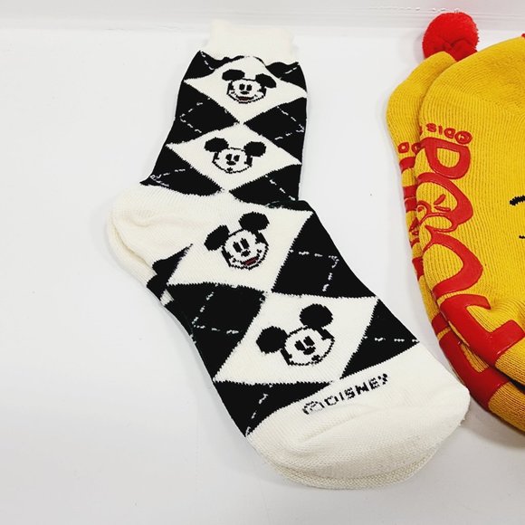 Disney Socks‎ - Mickey Mouse and Winnie the Pooh with Pom Poms - 3 Pair - Ladies - Picture 7 of 9